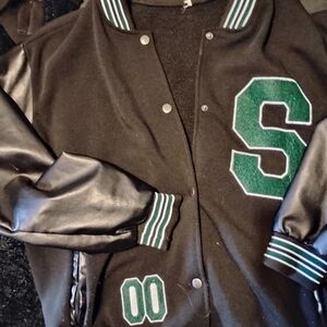 Black & Green Varsity Letterman Jacket